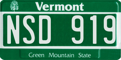 VT license plate NSD919