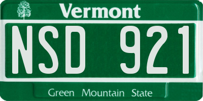 VT license plate NSD921