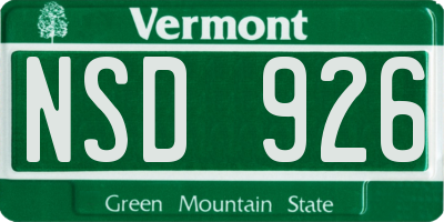 VT license plate NSD926