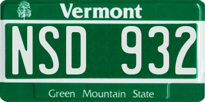 VT license plate NSD932