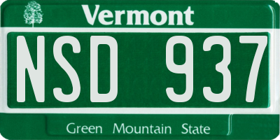 VT license plate NSD937