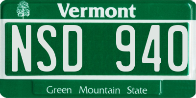 VT license plate NSD940