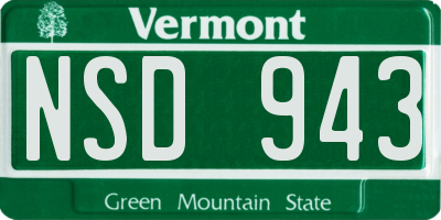 VT license plate NSD943
