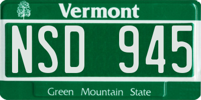 VT license plate NSD945