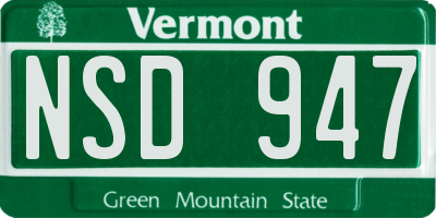 VT license plate NSD947