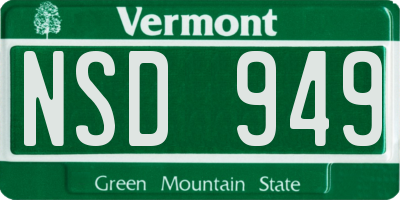 VT license plate NSD949