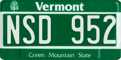 VT license plate NSD952