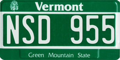 VT license plate NSD955
