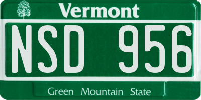 VT license plate NSD956