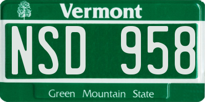 VT license plate NSD958
