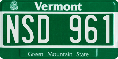 VT license plate NSD961