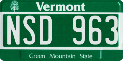 VT license plate NSD963