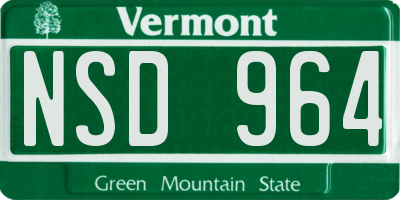 VT license plate NSD964