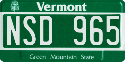 VT license plate NSD965