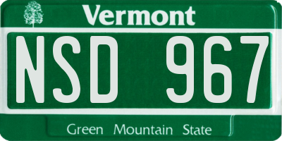 VT license plate NSD967