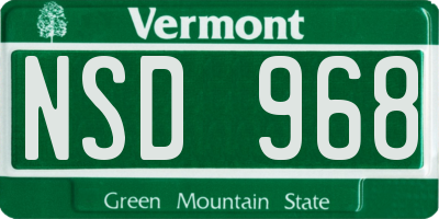 VT license plate NSD968