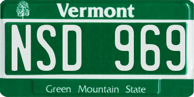 VT license plate NSD969