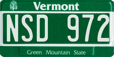 VT license plate NSD972