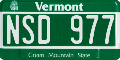 VT license plate NSD977