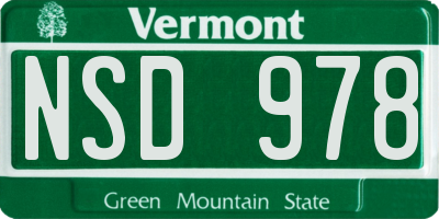 VT license plate NSD978