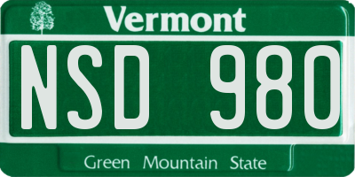 VT license plate NSD980