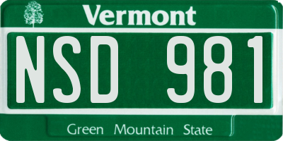 VT license plate NSD981