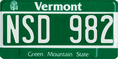 VT license plate NSD982