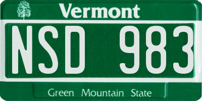 VT license plate NSD983