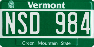 VT license plate NSD984