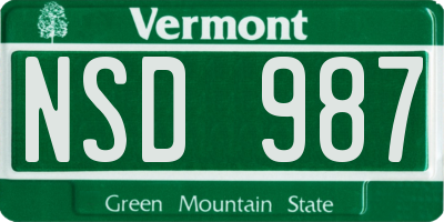 VT license plate NSD987