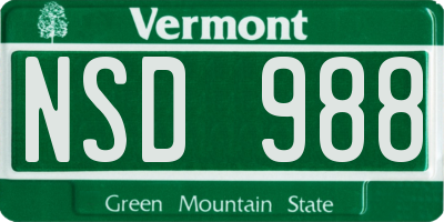 VT license plate NSD988