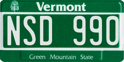 VT license plate NSD990