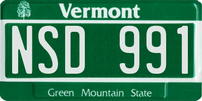 VT license plate NSD991