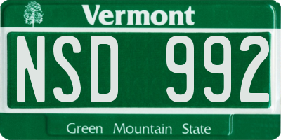 VT license plate NSD992