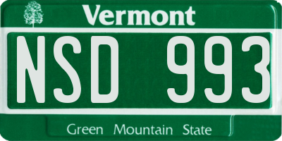 VT license plate NSD993