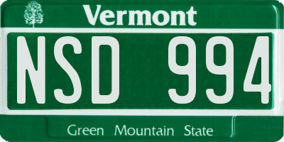 VT license plate NSD994