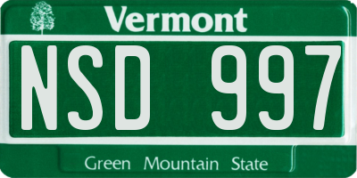 VT license plate NSD997