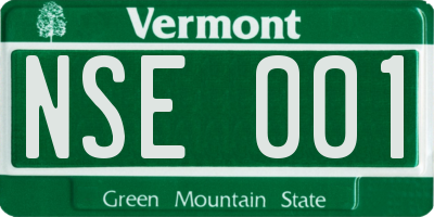 VT license plate NSE001