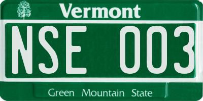 VT license plate NSE003