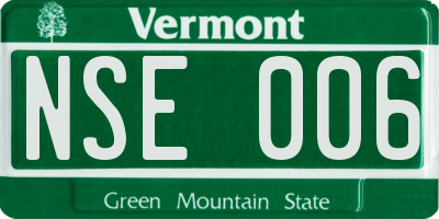 VT license plate NSE006