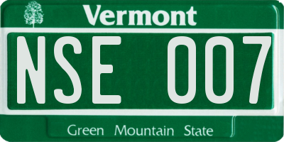 VT license plate NSE007