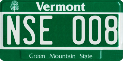 VT license plate NSE008
