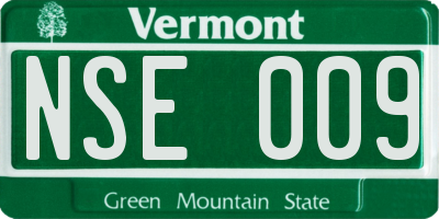 VT license plate NSE009