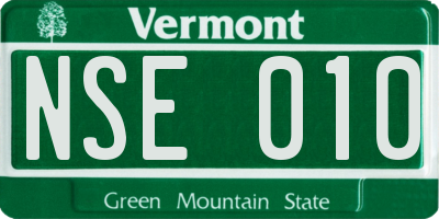 VT license plate NSE010