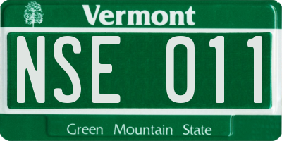 VT license plate NSE011