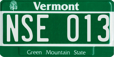 VT license plate NSE013