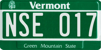 VT license plate NSE017