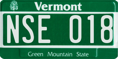 VT license plate NSE018