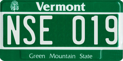 VT license plate NSE019