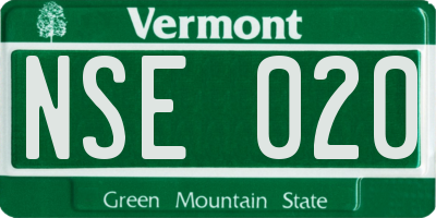 VT license plate NSE020